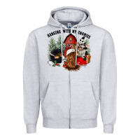 Heather Grey hanging with my gnomies Zipper Hoodie - CowGirlArtShop