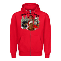 Red hanging with my gnomies Zipper Hoodie - CowGirlArtShop