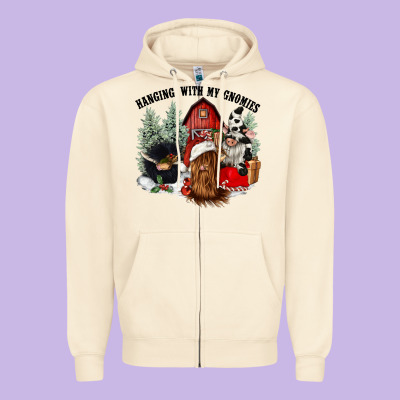 Hanging With My Gnomies Zipper Hoodie Designed By Cowgirlartshop