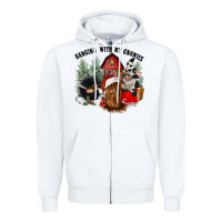 White hanging with my gnomies Zipper Hoodie - CowGirlArtShop