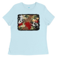 Baby Blue army cowhide leopard Christmas Ladies Tee - Jasminsmagicworld