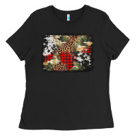 Black army cowhide leopard Christmas Ladies Tee - Jasminsmagicworld