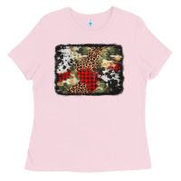 Bubblegum Pink army cowhide leopard Christmas Ladies Tee - Jasminsmagicworld