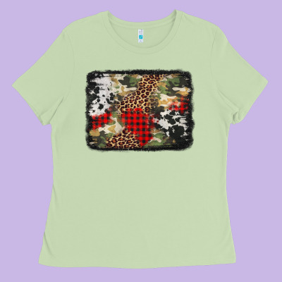 Army Cowhide Leopard Christmas Ladies Tee Designed By Jasminsmagicworld
