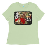 Matcha army cowhide leopard Christmas Ladies Tee - Jasminsmagicworld