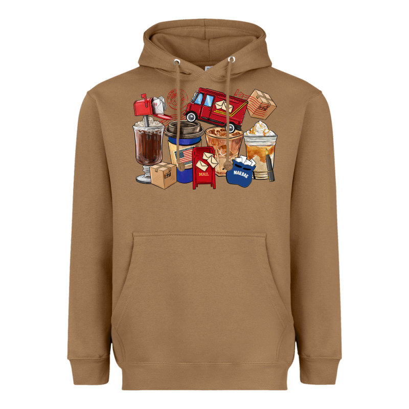 Postal Worker Coffee Cups Heavyweight Hoodie by FaDigitalArtStudio | Teevron