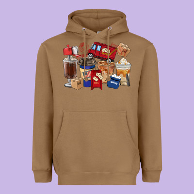 Postal Worker Coffee Cups Heavyweight Hoodie Designed By Fadigitalartstudio
