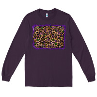 Plum mardi gras leopard background Long Sleeve Tee - RanaPortraitStore