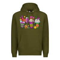 Army Green mardi gras coffee cups Premium Hoodie - OliviaCreatesArt