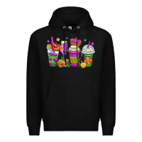 Black mardi gras coffee cups Premium Hoodie - OliviaCreatesArt