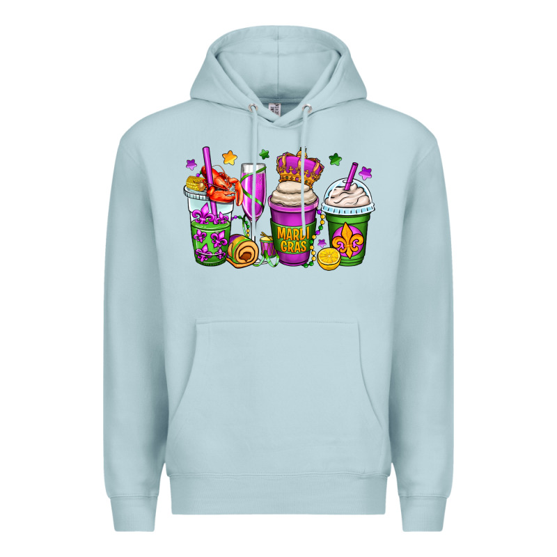 Mardi Gras Coffee Cups Premium Hoodie by OliviaCreatesArt | Teevron