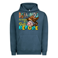 Pigment Midnight Navy Deja Moo I've Heard Tih Bull Before Urban Hoodie - CowhideDigitalArt