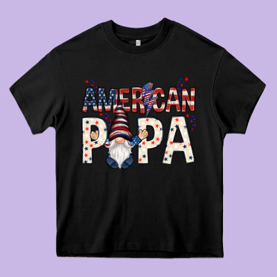 American Papa With Gnome Heavy Core Tee Designed By Nancycooperartshop
