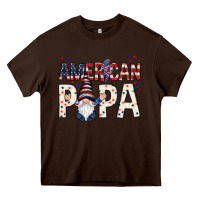 Chocolate Brown american papa with gnome Heavy Core Tee - NancyCooperArtShop