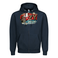 Navy cozy season Zipper Hoodie - CowGirlArtShop
