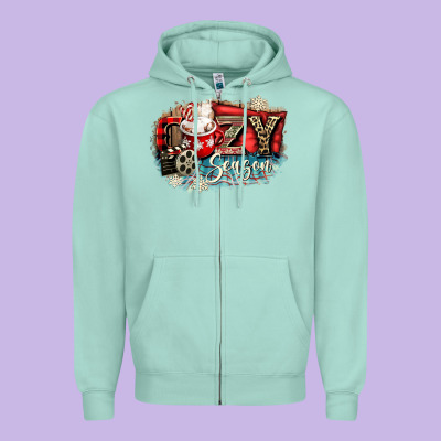 Cozy Season Zipper Hoodie Designed By Cowgirlartshop