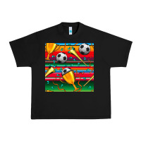 Black soccer winner cup and vuvuzela with serape seamless pattern Urban Heavy Tee - BundleAndBundleShop