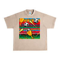 French Oak soccer winner cup and vuvuzela with serape seamless pattern Urban Heavy Tee - BundleAndBundleShop