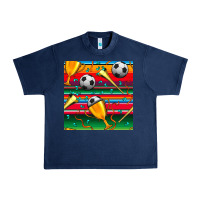 Navy soccer winner cup and vuvuzela with serape seamless pattern Urban Heavy Tee - BundleAndBundleShop