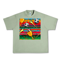 Oil Green soccer winner cup and vuvuzela with serape seamless pattern Urban Heavy Tee - BundleAndBundleShop