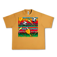 Peanut Butter soccer winner cup and vuvuzela with serape seamless pattern Urban Heavy Tee - BundleAndBundleShop