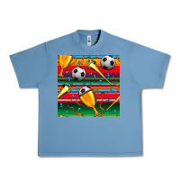 Pebble Blue soccer winner cup and vuvuzela with serape seamless pattern Urban Heavy Tee - BundleAndBundleShop