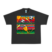 Pigment Black soccer winner cup and vuvuzela with serape seamless pattern Urban Heavy Tee - BundleAndBundleShop