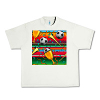 Pistachio soccer winner cup and vuvuzela with serape seamless pattern Urban Heavy Tee - BundleAndBundleShop