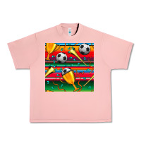 Salmon soccer winner cup and vuvuzela with serape seamless pattern Urban Heavy Tee - BundleAndBundleShop