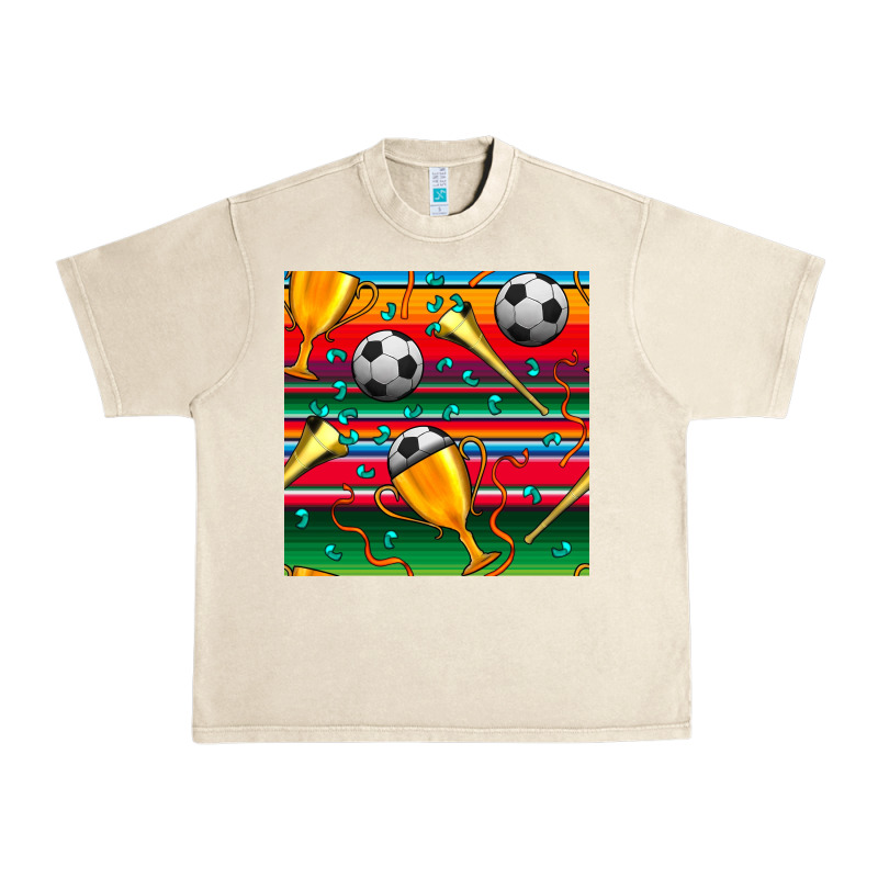 Soccer Winner Cup And Vuvuzela With Serape Seamless Pattern Urban Heavy Tee by BundleAndBundleShop | Teevron
