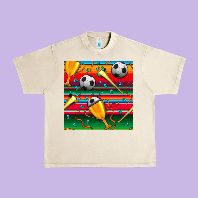 Soccer Winner Cup And Vuvuzela With Serape Seamless Pattern Urban Heavy Tee Designed By Bundleandbundleshop