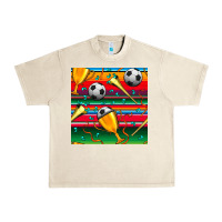 Sandshell soccer winner cup and vuvuzela with serape seamless pattern Urban Heavy Tee - BundleAndBundleShop