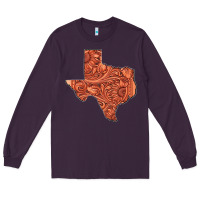 Plum Texas Map Western Tooled Leather Pattern Long Sleeve Tee - Bettercallsaul