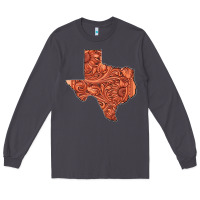 Smoke Texas Map Western Tooled Leather Pattern Long Sleeve Tee - Bettercallsaul