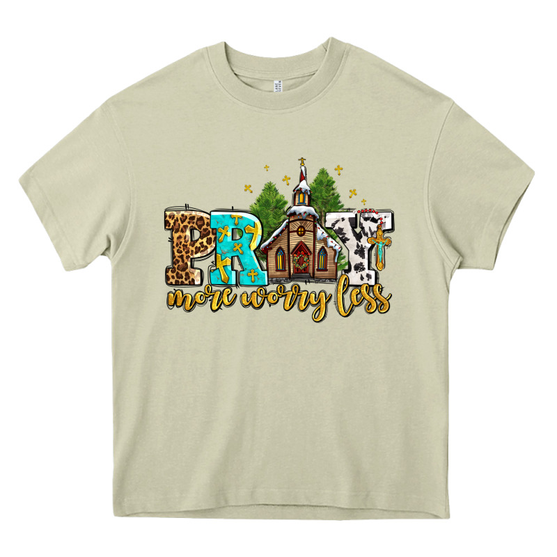 Pray More Worry Less With Church Heavy Core Tee by AdoDesignShop | Teevron