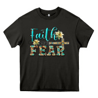 Asphalt faith over fear with cross Heavy Core Tee - BarkalooDesign