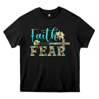 Black faith over fear with cross Heavy Core Tee - BarkalooDesign