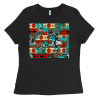 Black aztec leopard cowhide turquoise Ladies Tee - BarkalooDesign