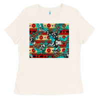 Bone aztec leopard cowhide turquoise Ladies Tee - BarkalooDesign