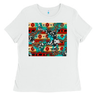 White aztec leopard cowhide turquoise Ladies Tee - BarkalooDesign