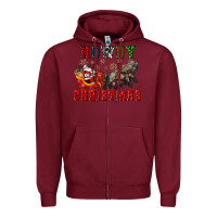 Burgundy howdy christmas with santa riding his sleighs Zipper Hoodie - CowGirlArtShop