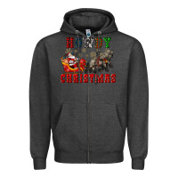 Charcoal Heather howdy christmas with santa riding his sleighs Zipper Hoodie - CowGirlArtShop