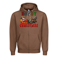 Chestnut howdy christmas with santa riding his sleighs Zipper Hoodie - CowGirlArtShop