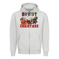 Dove Grey howdy christmas with santa riding his sleighs Zipper Hoodie - CowGirlArtShop