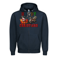 Navy howdy christmas with santa riding his sleighs Zipper Hoodie - CowGirlArtShop