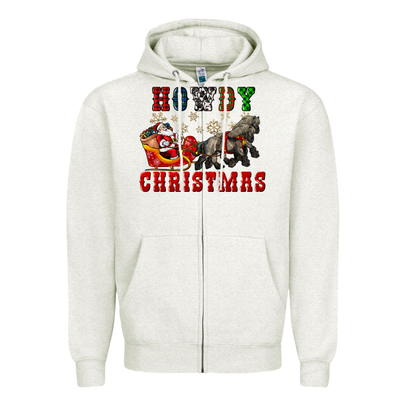 Howdy Christmas With Santa Riding His Sleighs Zipper Hoodie by CowGirlArtShop | Teevron