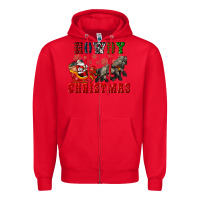 Red howdy christmas with santa riding his sleighs Zipper Hoodie - CowGirlArtShop