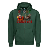 Sports Green howdy christmas with santa riding his sleighs Zipper Hoodie - CowGirlArtShop