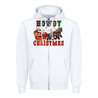 White howdy christmas with santa riding his sleighs Zipper Hoodie - CowGirlArtShop