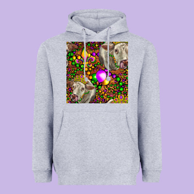 Mardi Gras Cow Leopard Seamless Pattern Heavyweight Hoodie Designed By Fadigitalartstudio